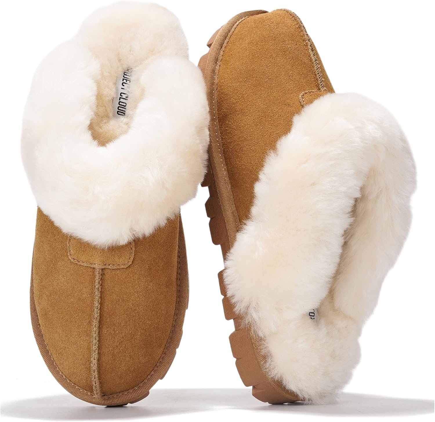 Project Cloud 100% Genuine Leather & Australian Shearling Slippers for Women – Cozy Memory Foam Women’s Slippers (Hedy)