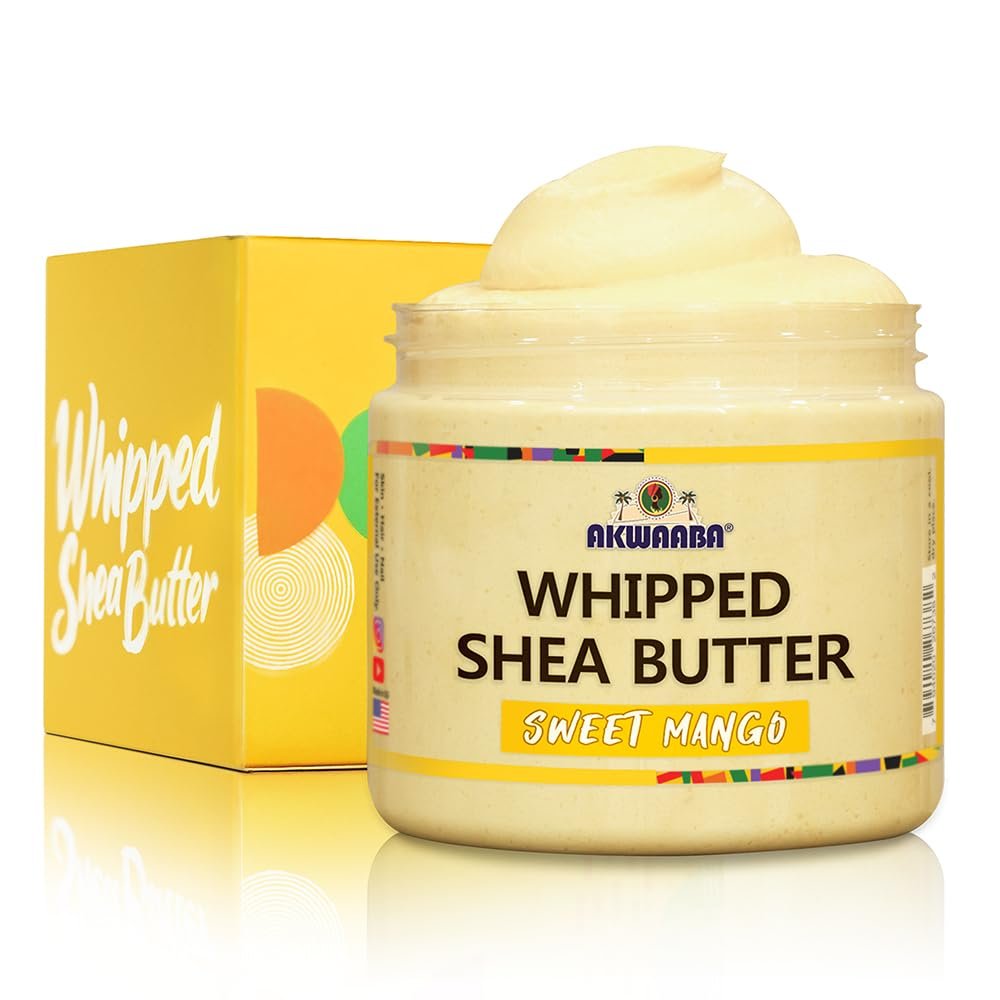 AKWAABA Whipped Shea Butter (Sweet Mango) – Nourishes, Moisturizes & Soothes | Pure Shea Butter | No Dyes & Parabens | 12 oz / 340 g