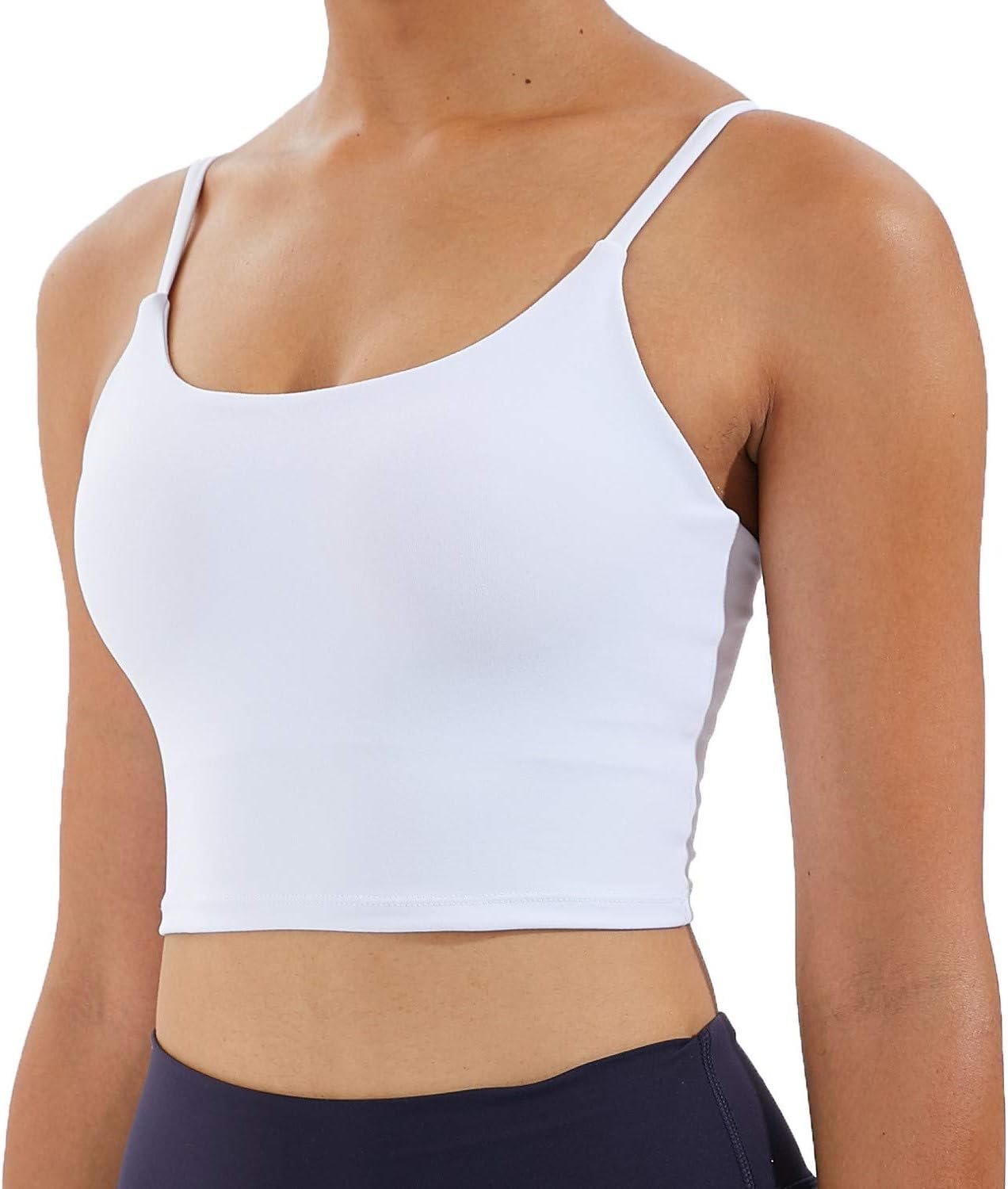 Women’s Strappy Stretch Sports Bra Longline Yoga Tank Top Fitness Bra Workout Camisole Crop Tops for Teen Girl