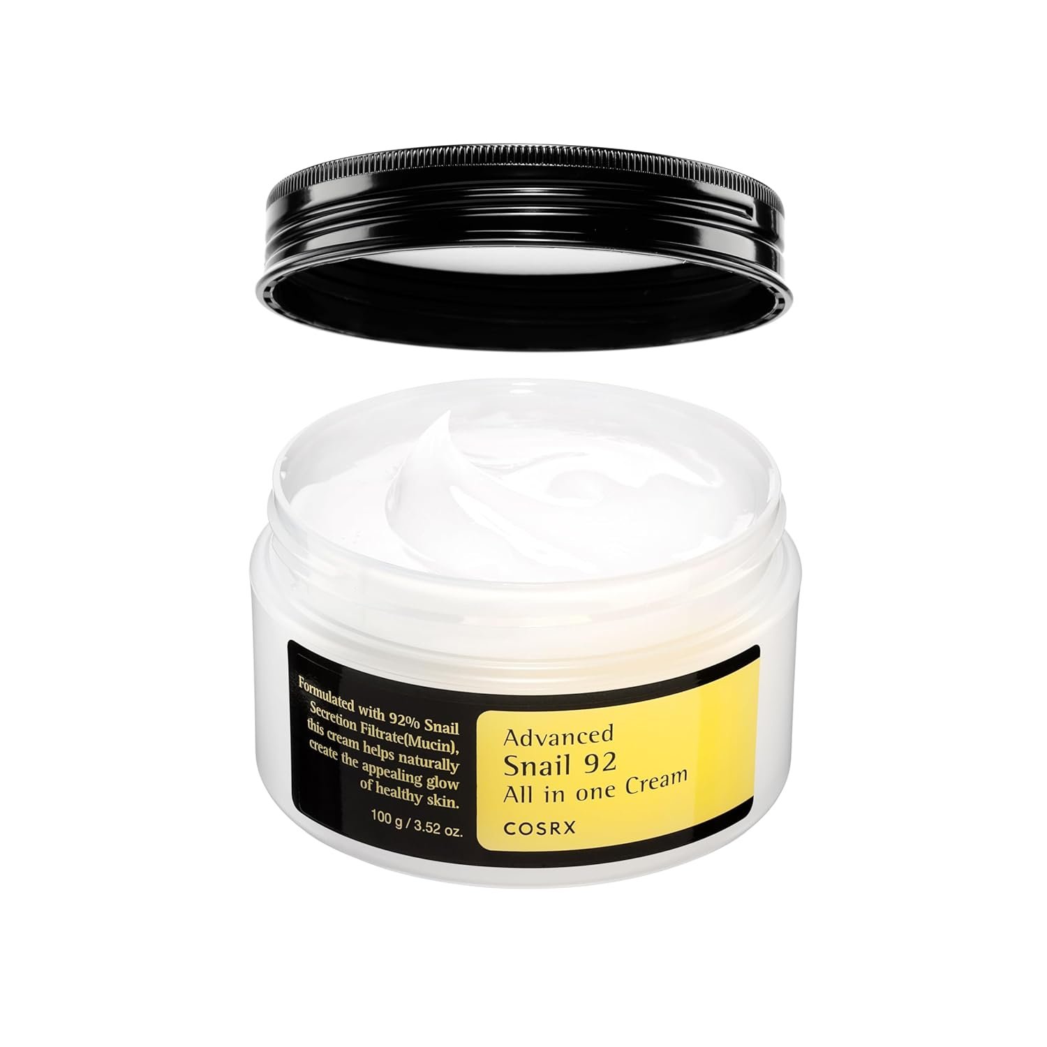 COSRX Snail Mucin 92% Face Moisturizer, 3.52 Oz, Lightweight Moisturing Cream for Soft, Glowy Skin, Korean Skin Care, Korean Moisturizer Face Cream, Stocking Stuffers for Women
