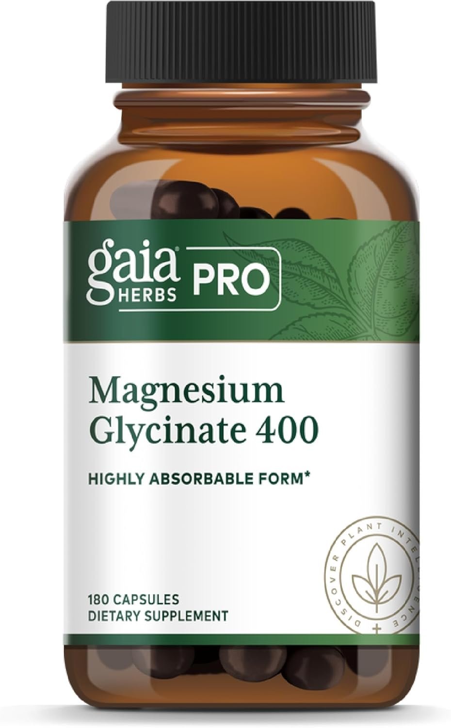 Gaia Herbs PRO Magnesium Glycinate 400mg – Highly Absorbable Supplement Supports Relaxation – Energy Support Supplement with Magnesium Glycinate* – Vegan, Gluten-Free – 180 Capsules (60 Servings)