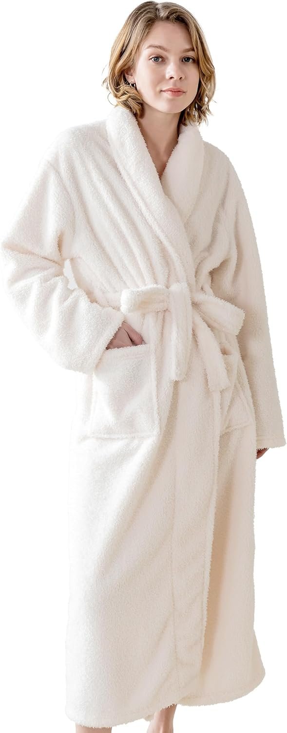 Robes for Women – Premium Plush Fleece Long Bathrobe for Women with Shawl Collar, Soft Warm Womens Robe